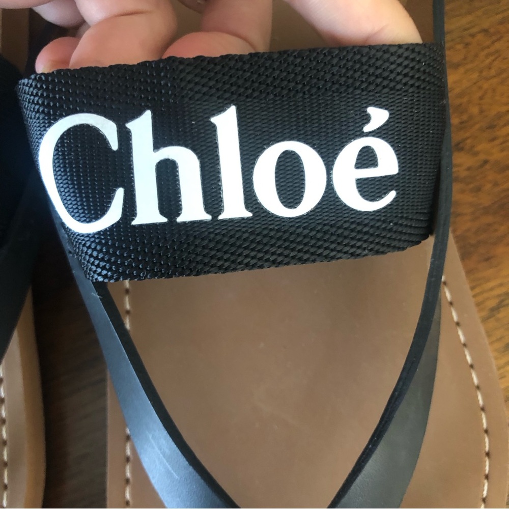 NIB $450 CHLOÉ Woody Logo Sandal (Women) in Black - size 40 EU / 10 US! - Picture 8 of 16